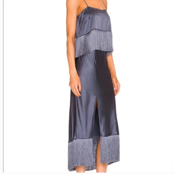 NWT Cinq a Sept 100% Silk Eastwood Blue Fringe Dress Size 6 New - Picture 2 of 5